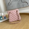 Chanel Classic Series Pink Caviar Textured Exquisite Diamond Pattern Double C Chain Bag