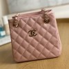 Chanel Classic Series Pink Caviar Textured Exquisite Diamond Pattern Double C Chain Bag