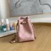 Chanel Classic Series Pink Caviar Textured Exquisite Diamond Pattern Double C Chain Bag