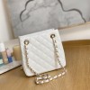 Chanel Classic Series Pure White Caviar Textured Exquisite Diamond Pattern Double C Chain Bag