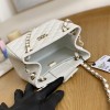 Chanel Classic Series Pure White Caviar Textured Exquisite Diamond Pattern Double C Chain Bag