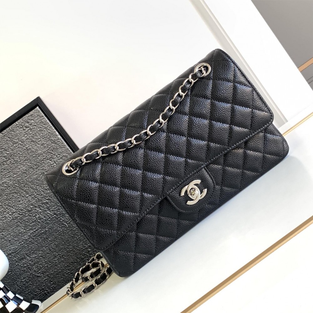 Chanel CF Caviar Classic Bag with Glossy Leather