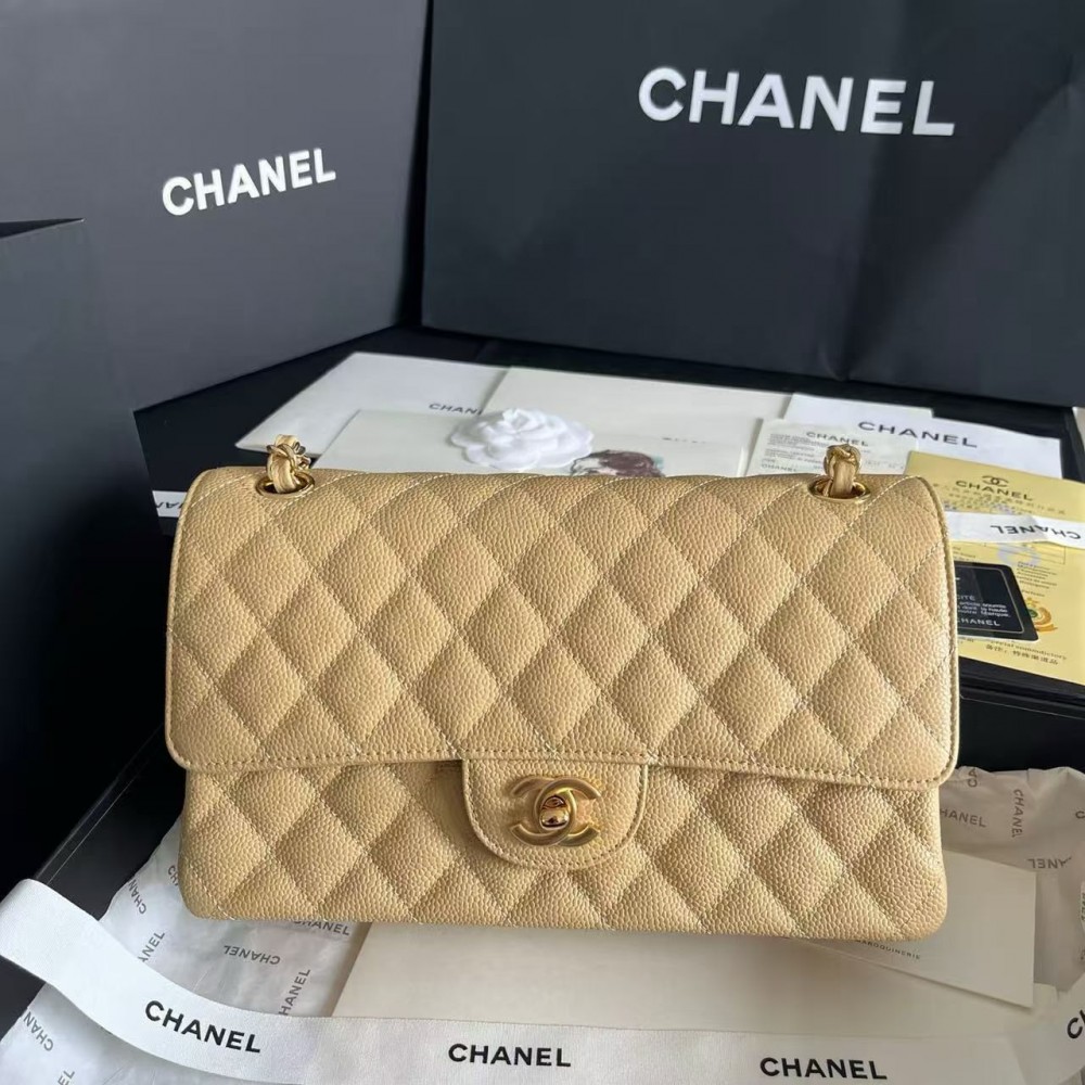 Chanel CF Caviar Classic Bag with Glossy Leather