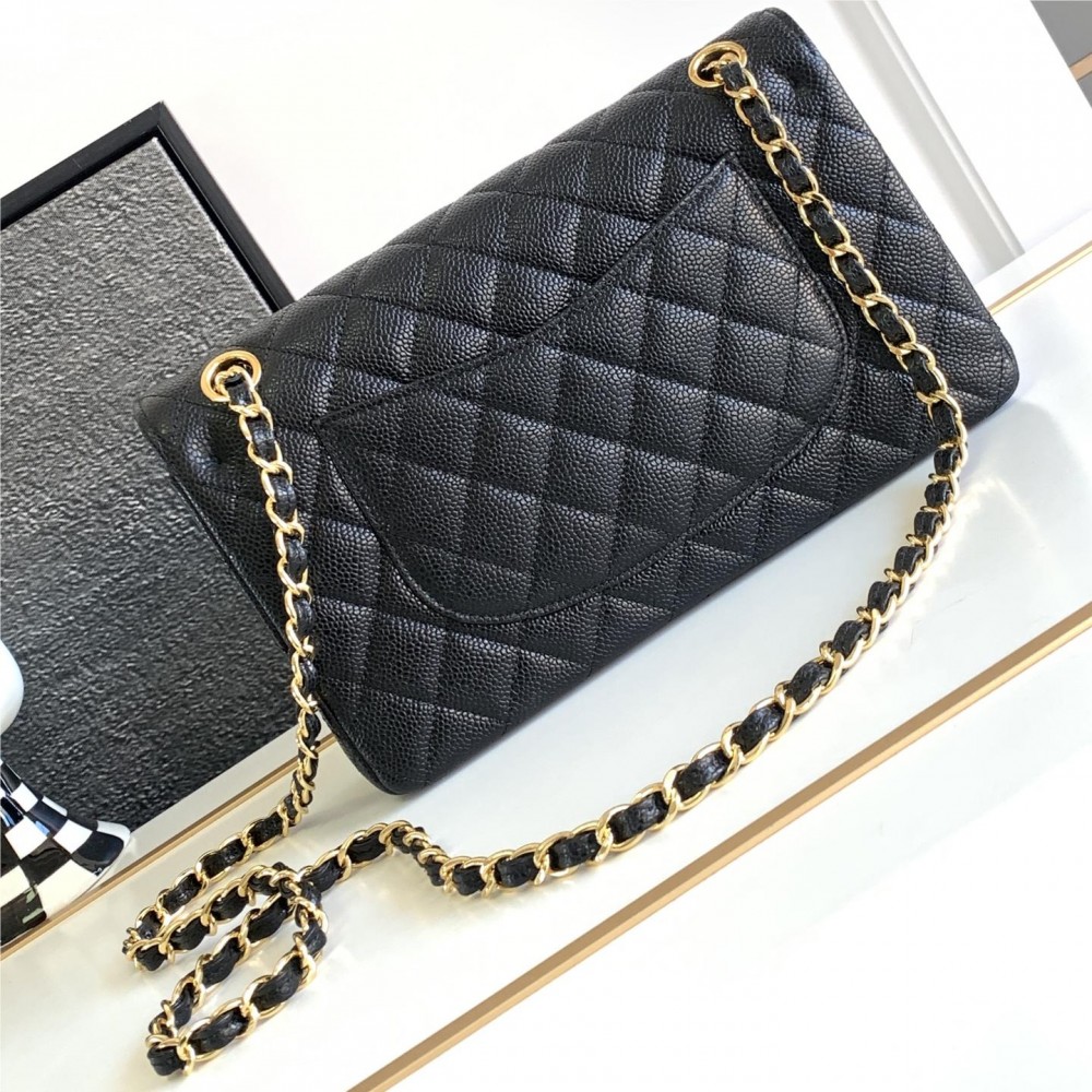 Chanel CF Caviar Classic Bag with Glossy Leather