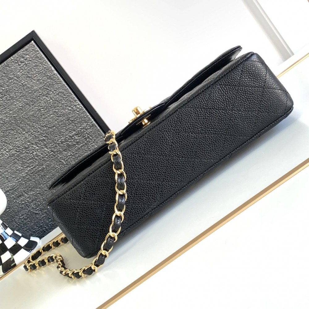 Chanel CF Caviar Classic Bag with Glossy Leather
