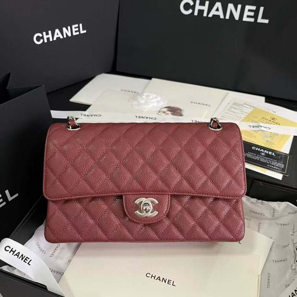 Chanel CF Caviar Classic Bag with Glossy Leather