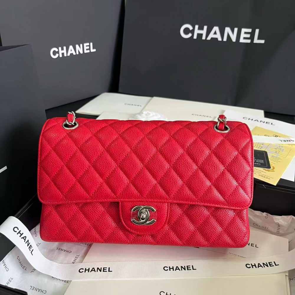 Chanel CF Caviar Classic Bag with Glossy Leather