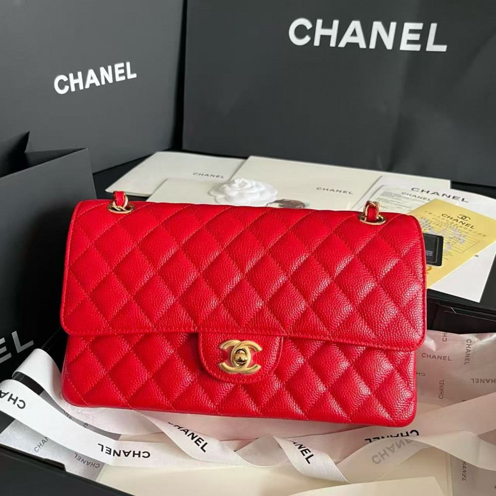 Chanel CF Caviar Classic Bag with Glossy Leather