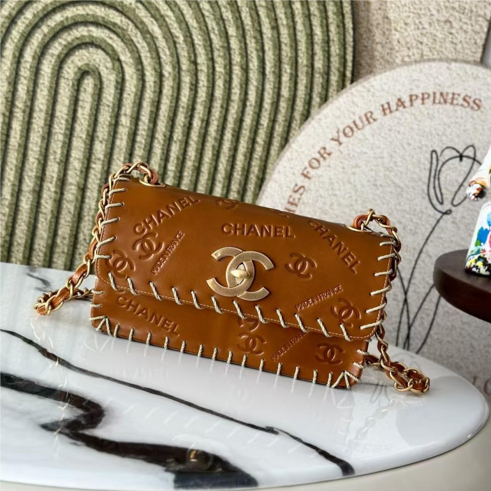 Chanel Vintage Embossed Drawstring Edge CF Flap Bag