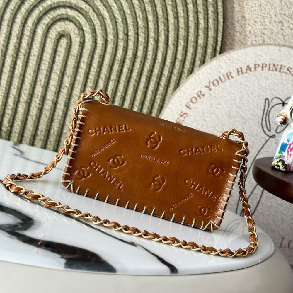 Chanel Vintage Embossed Drawstring Edge CF Flap Bag