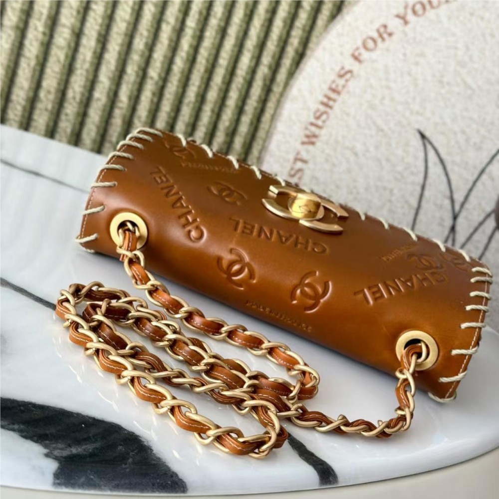 Chanel Vintage Embossed Drawstring Edge CF Flap Bag
