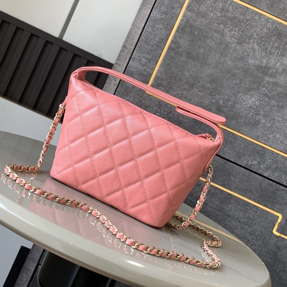 Chanel Exquisite Diamond Check Pink Leather Diamond Check Double C Chain Bag Chanel Exquisite Diamond Check Pink Leather Diamond Check Double C Chain Bag