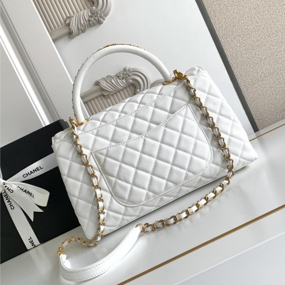 Chanel Classic Pure White Diamond Check Large Classic Flap Chain Bag Chanel Classic Pure White Diamond Check Large Classic Flap Chain Bag