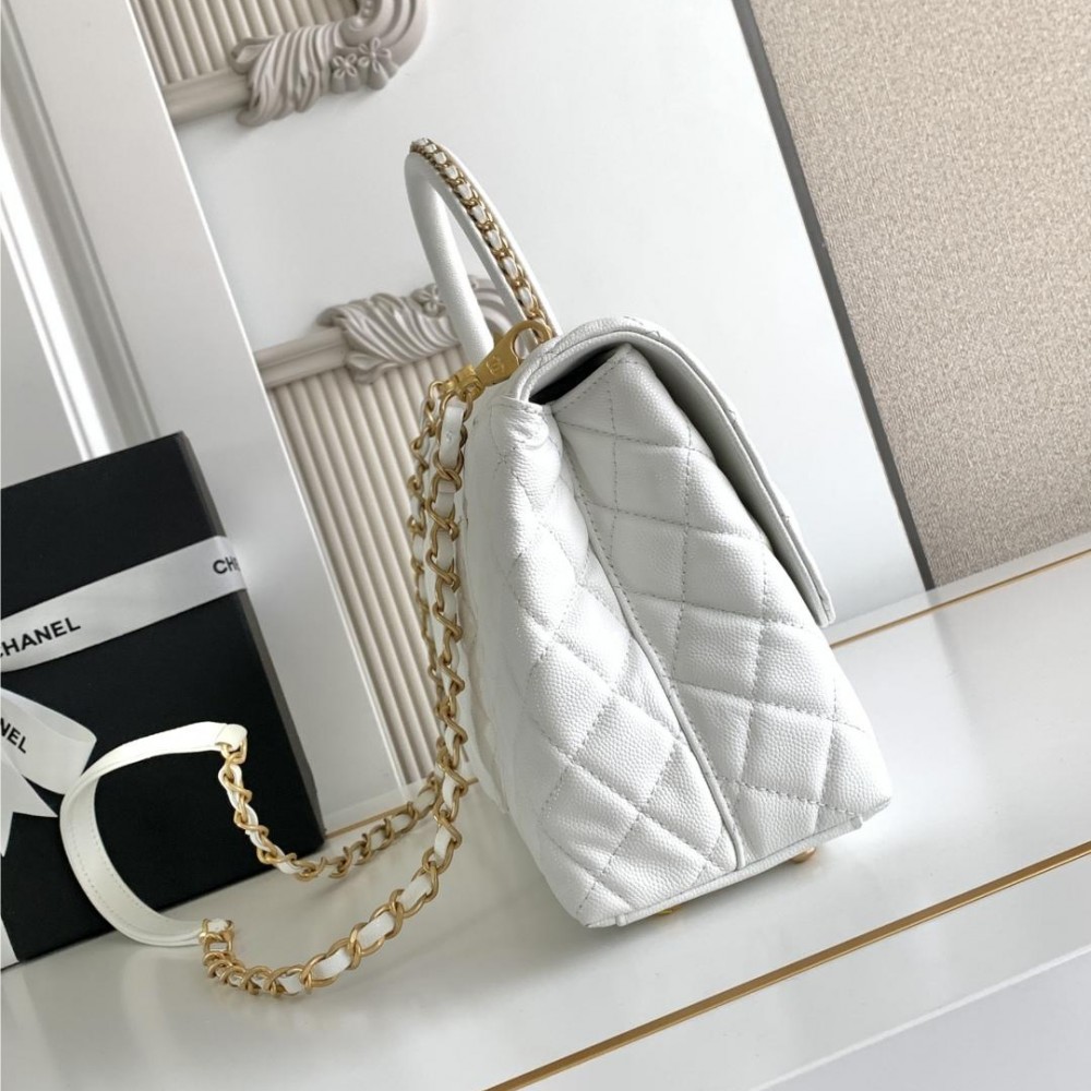 Chanel Classic Pure White Diamond Check Large Classic Flap Chain Bag Chanel Classic Pure White Diamond Check Large Classic Flap Chain Bag