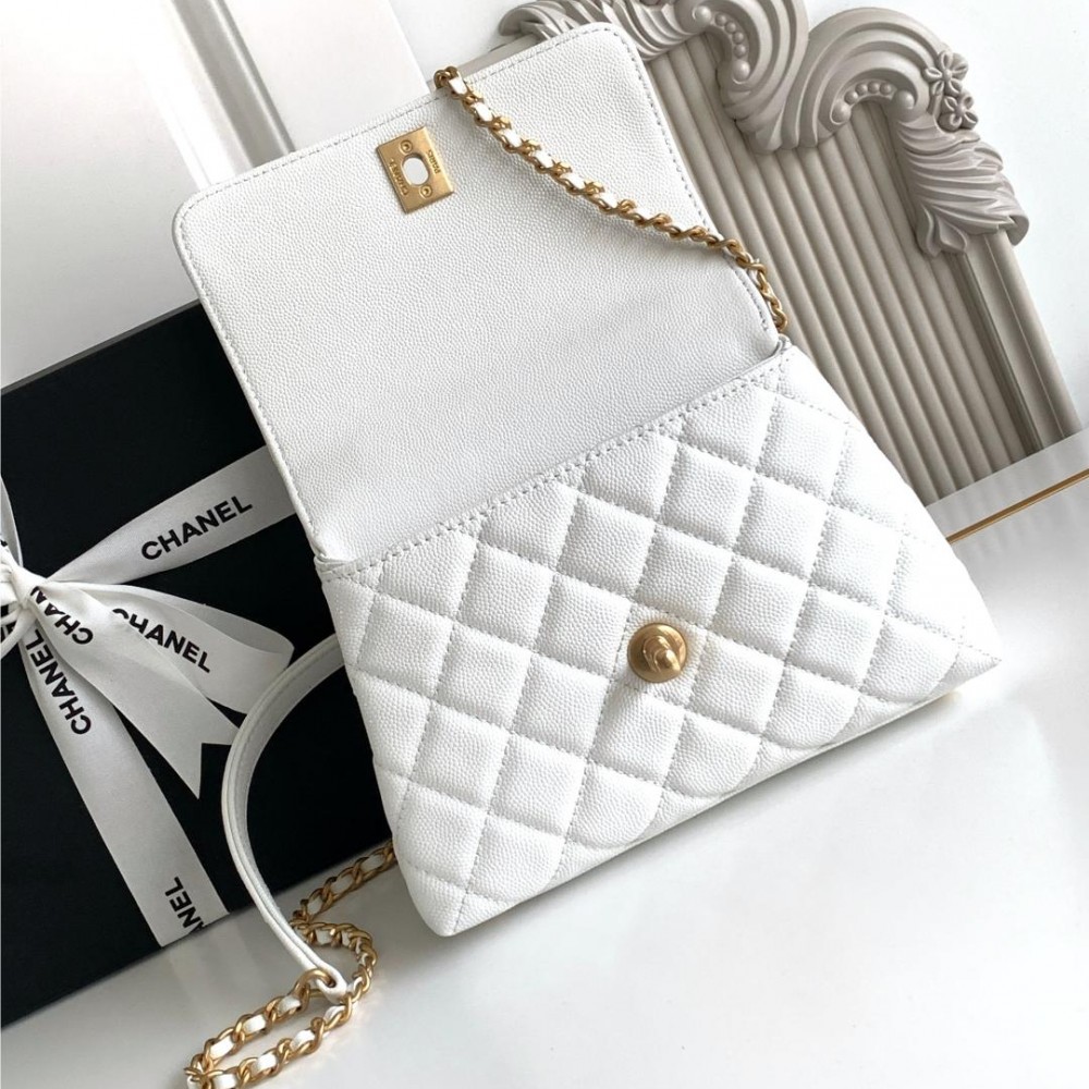 Chanel Classic Pure White Diamond Check Large Classic Flap Chain Bag Chanel Classic Pure White Diamond Check Large Classic Flap Chain Bag