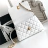 Chanel Classic Pure White Diamond Check Large Classic Flap Chain Bag Chanel Classic Pure White Diamond Check Large Classic Flap Chain Bag