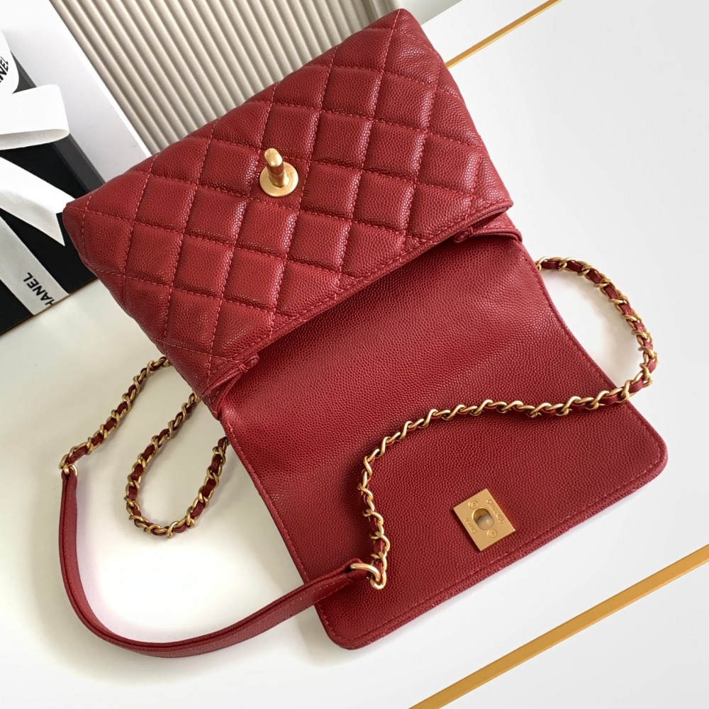 Chanel Classic Red Diamond Check Small Classic Flap Chain Bag Chanel Classic Red Diamond Check Small Classic Flap Chain Bag