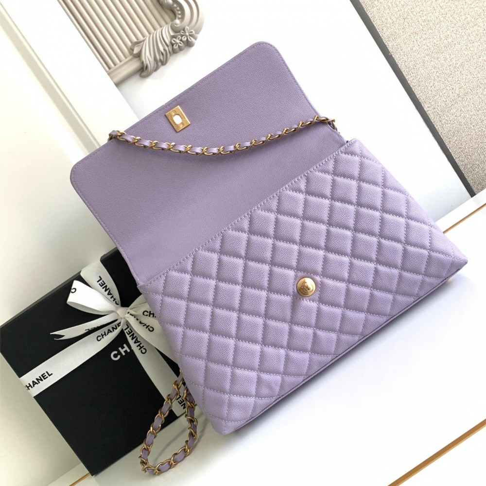 Chanel Classic Violet Diamond Check Large Classic Flap Chain Bag Chanel Classic Violet Diamond Check Large Classic Flap Chain Bag