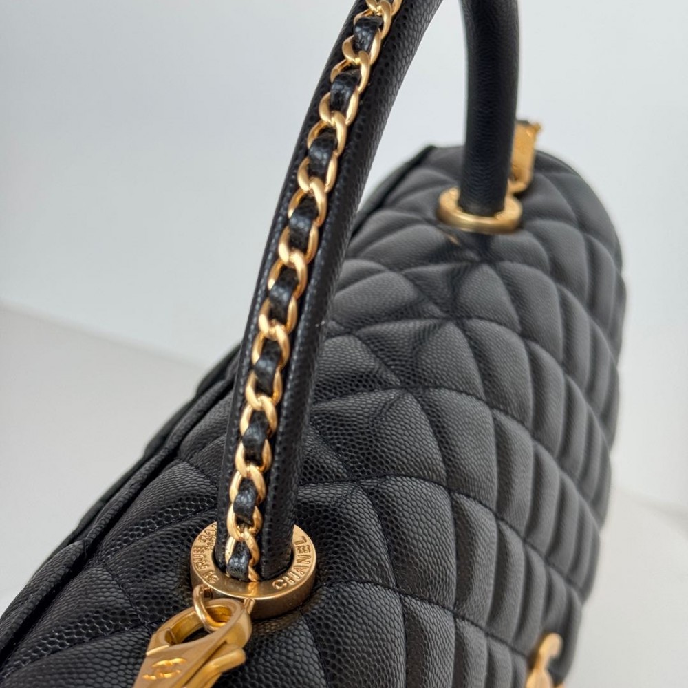 Chanel Classic Pure Black Diamond Check Large Classic Flap Chain Bag Chanel Classic Pure Black Diamond Check Large Classic Flap Chain Bag