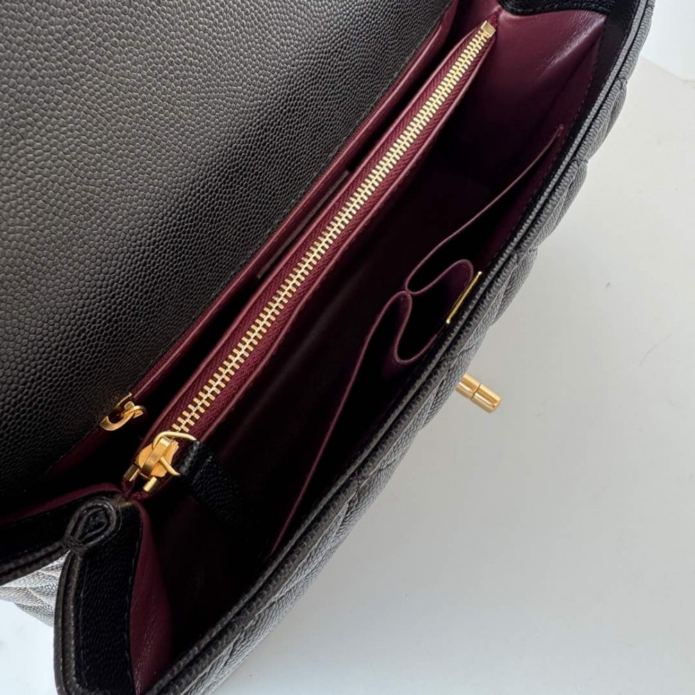 Chanel Classic Pure Black Diamond Check Large Classic Flap Chain Bag Chanel Classic Pure Black Diamond Check Large Classic Flap Chain Bag