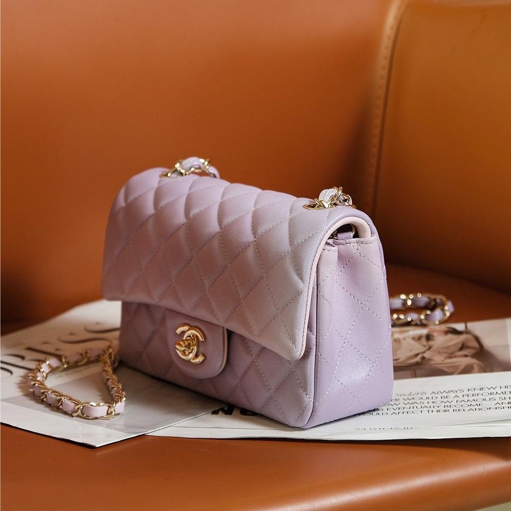 Chanel Purple Quilted Flap Chain Small Handbag Chanel Purple Quilted Flap Chain Small Handbag