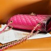 Chanel Dark Pink Diamond Check Flap Chain Large Handbag Chanel Dark Pink Diamond Check Flap Chain Large Handbag
