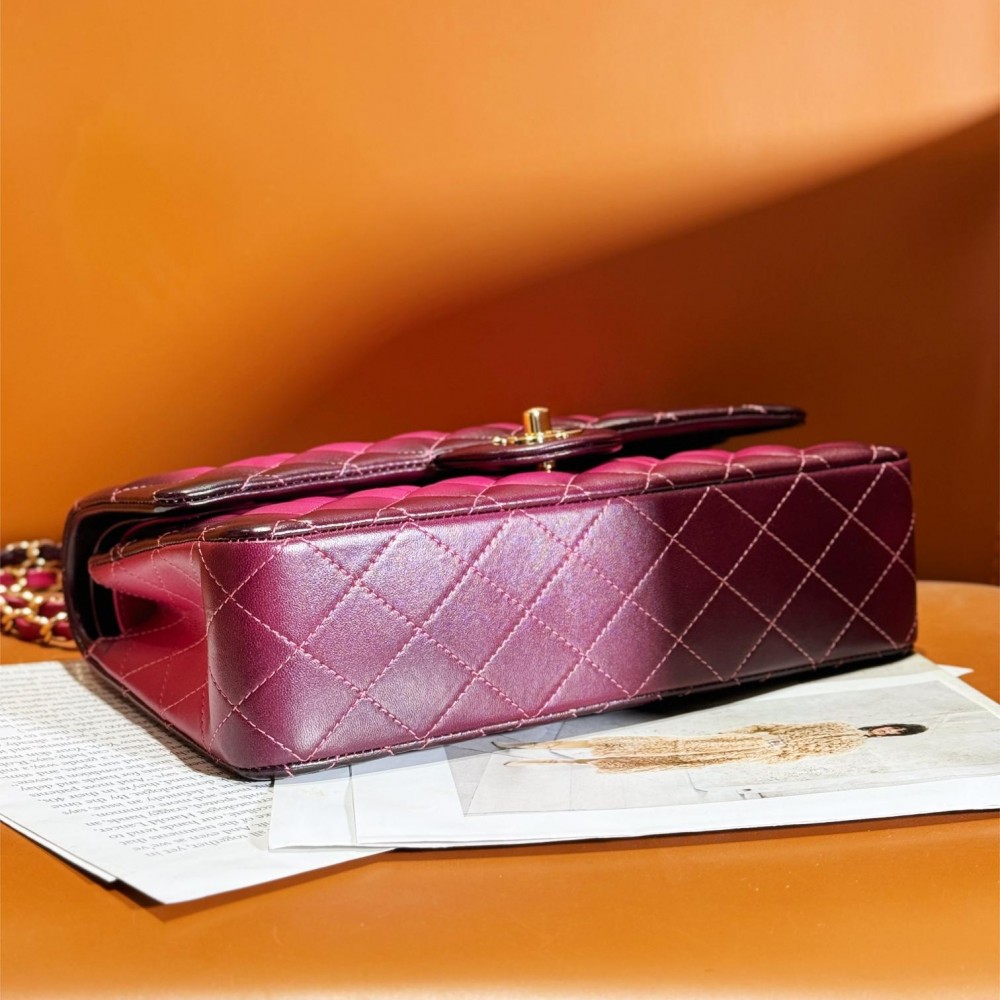 Chanel Dark Pink Diamond Check Flap Chain Large Handbag Chanel Dark Pink Diamond Check Flap Chain Large Handbag
