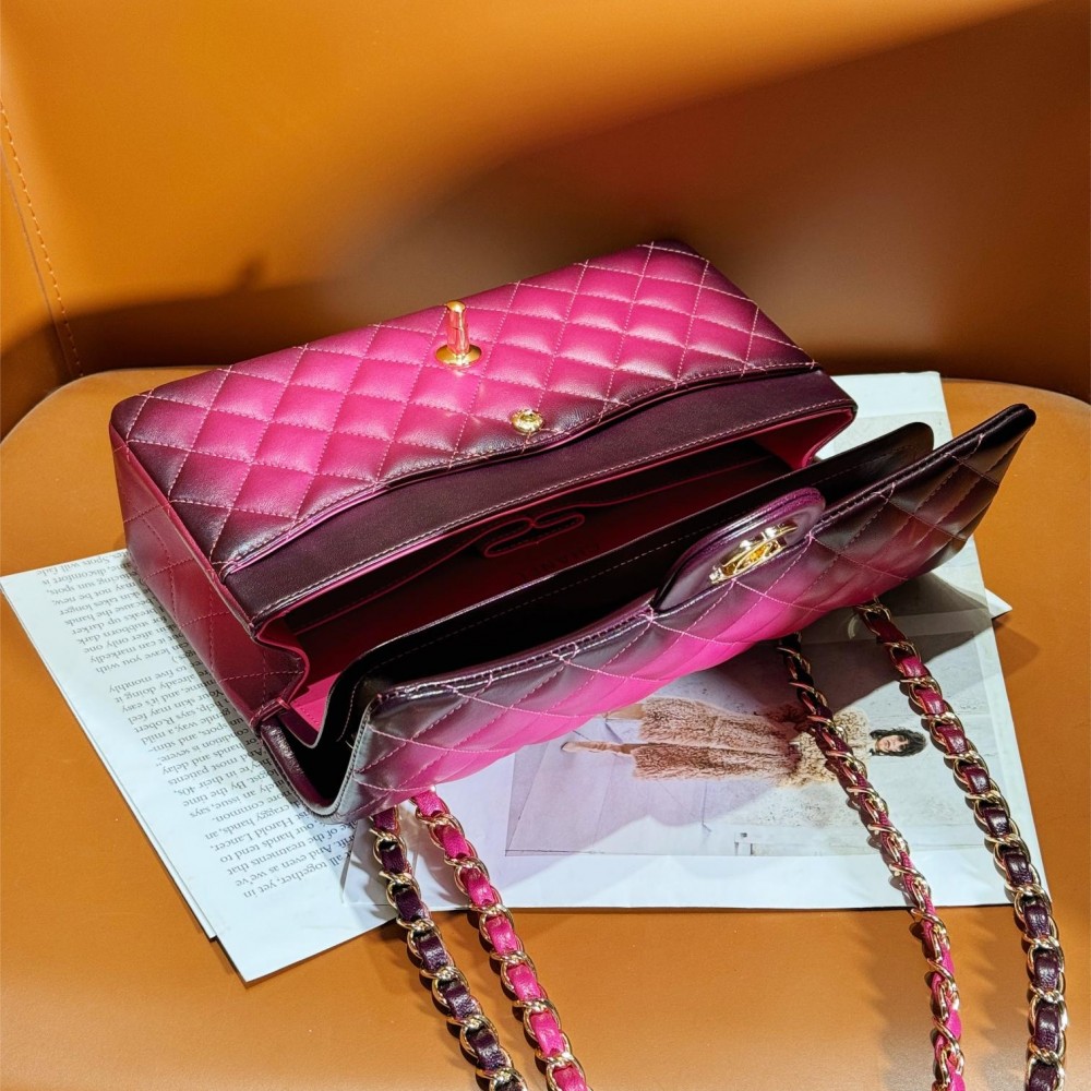 Chanel Dark Pink Diamond Check Flap Chain Large Handbag Chanel Dark Pink Diamond Check Flap Chain Large Handbag