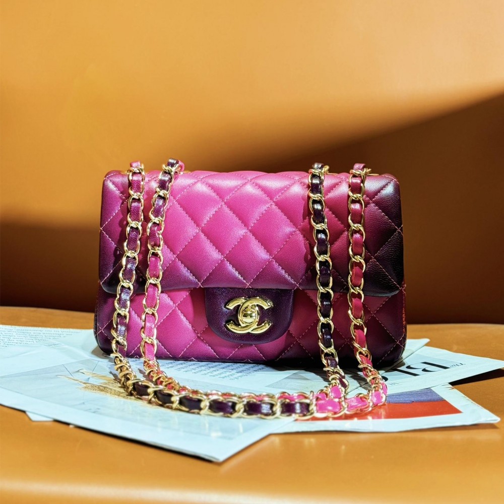 Chanel Dark Pink Diamond Check Flap Chain Small Handbag Chanel Dark Pink Diamond Check Flap Chain Small Handbag