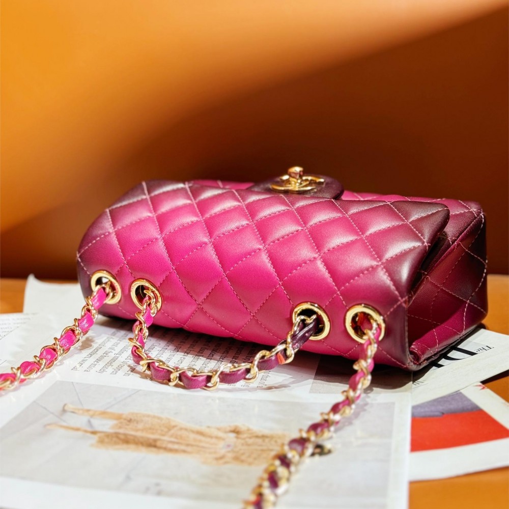Chanel Dark Pink Diamond Check Flap Chain Small Handbag Chanel Dark Pink Diamond Check Flap Chain Small Handbag