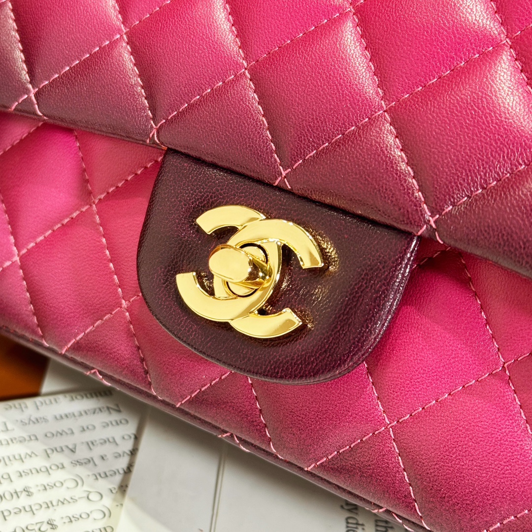 Chanel Dark Pink Diamond Check Flap Chain Small Handbag