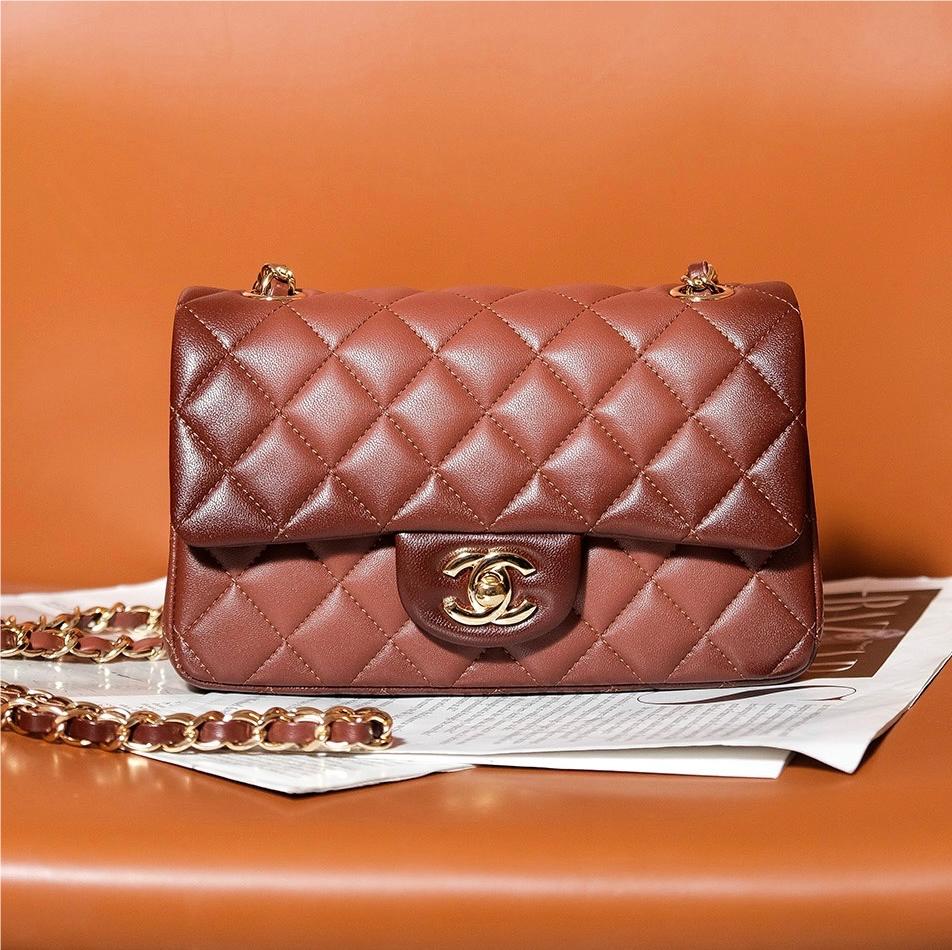 Chanel Honey Brown Diamond Check Flap Chain Small Handbag Chanel Honey Brown Diamond Check Flap Chain Small Handbag