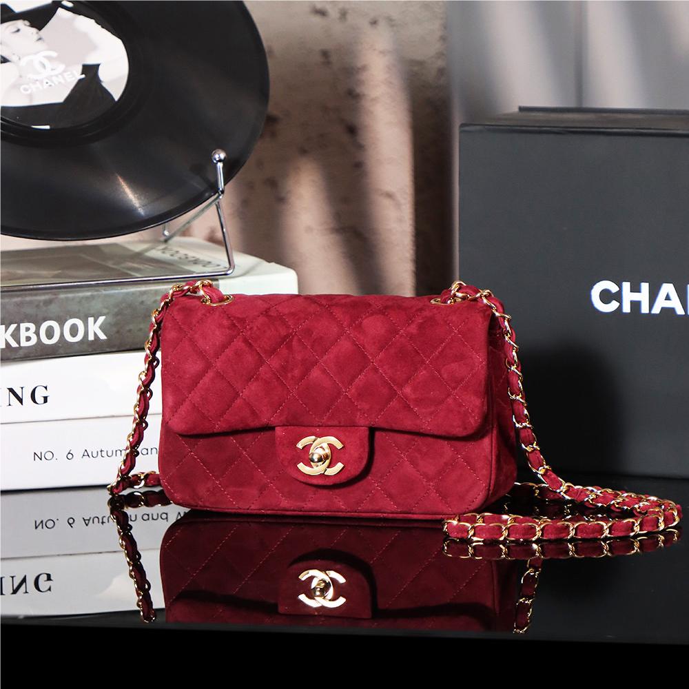 Chanel classic derivative crimson suede small handbag 2.55 Chain Bag Chanel classic derivative crimson suede small handbag 2.55 Chain Bag