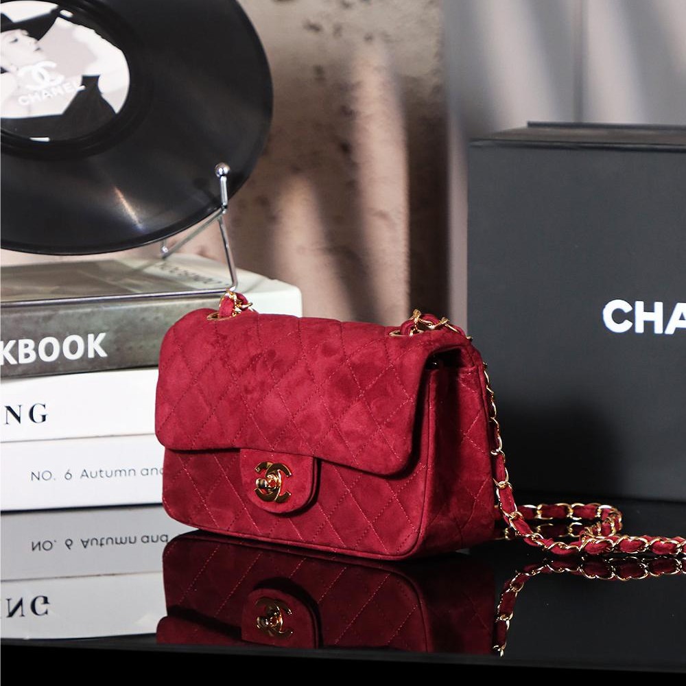 Chanel classic derivative crimson suede small handbag 2.55 Chain Bag Chanel classic derivative crimson suede small handbag 2.55 Chain Bag