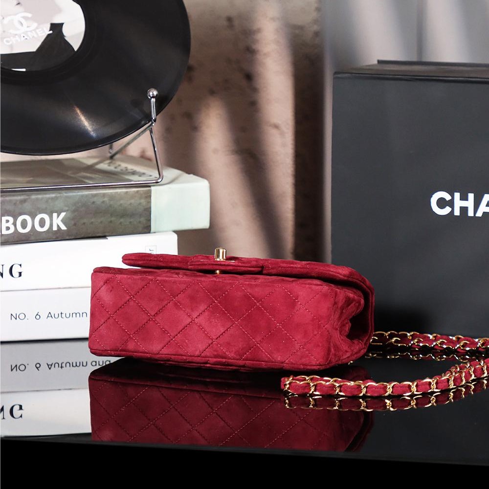 Chanel classic derivative crimson suede small handbag 2.55 Chain Bag Chanel classic derivative crimson suede small handbag 2.55 Chain Bag