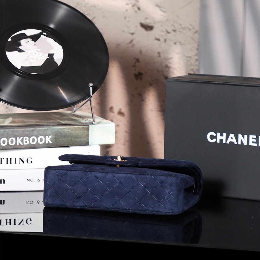 Chanel classic derivative large dark black suede handbag 2.55 Chain Bag Chanel classic derivative large dark black suede handbag 2.55 Chain Bag