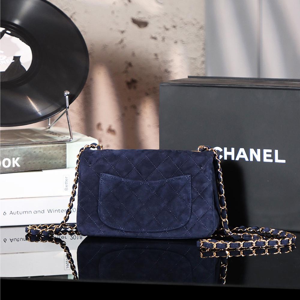 Chanel classic derivative dark black suede small handbag 2.55 Chain Bag Chanel classic derivative dark black suede small handbag 2.55 Chain Bag