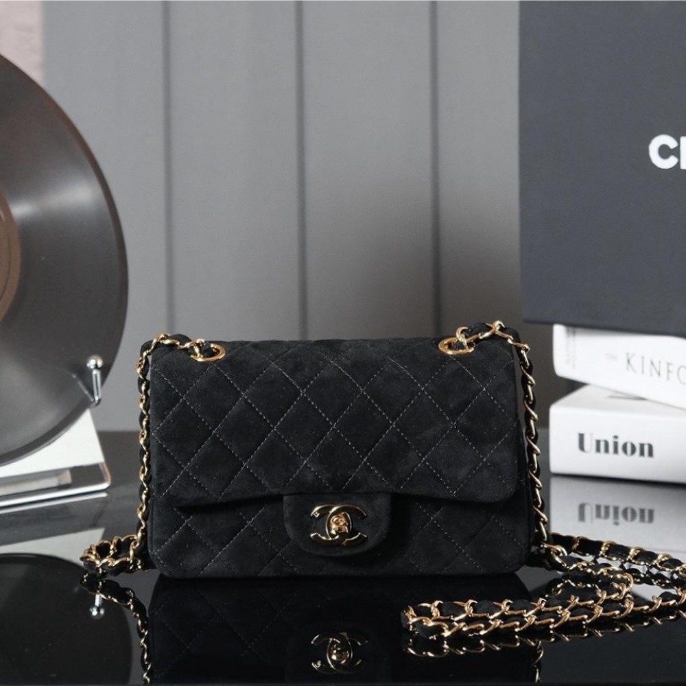Chanel classic derivative pure black suede small handbag 2.55 Chain Bag Chanel classic derivative pure black suede small handbag 2.55 Chain Bag