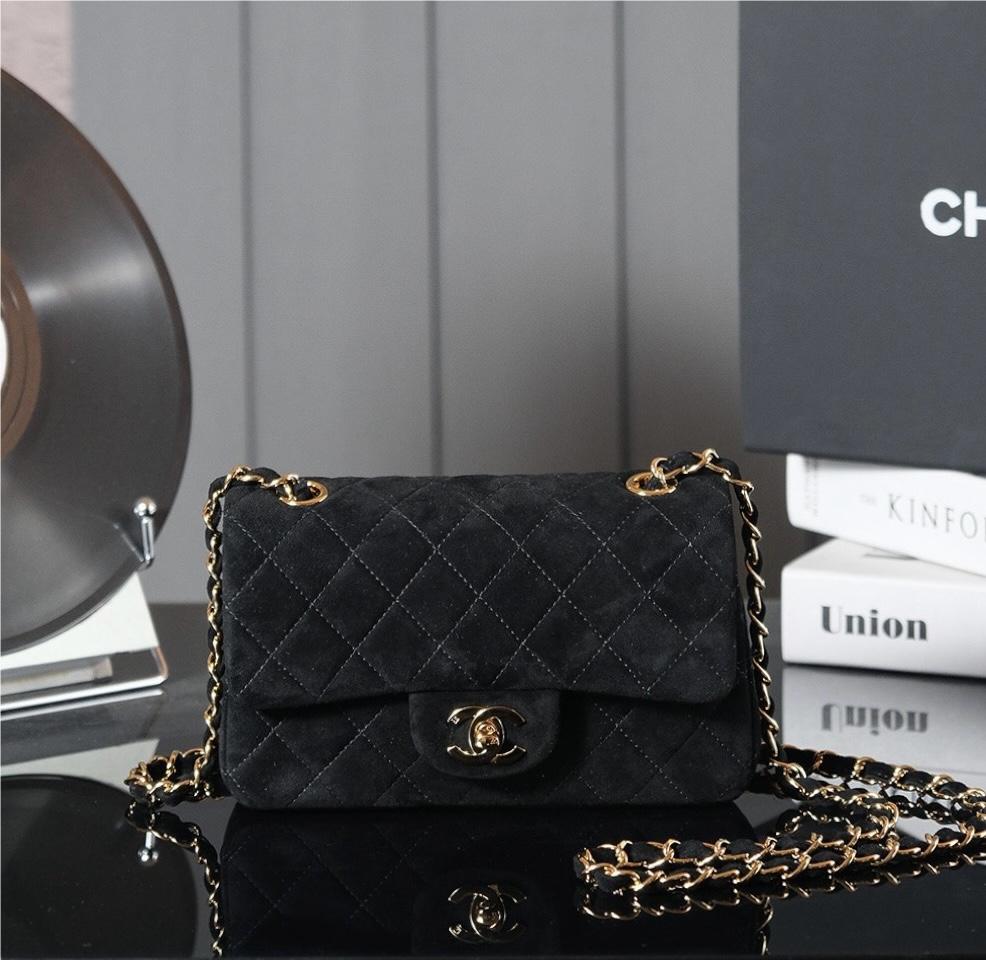 Chanel classic derivative pure black suede small handbag 2.55 Chain Bag Chanel classic derivative pure black suede small handbag 2.55 Chain Bag