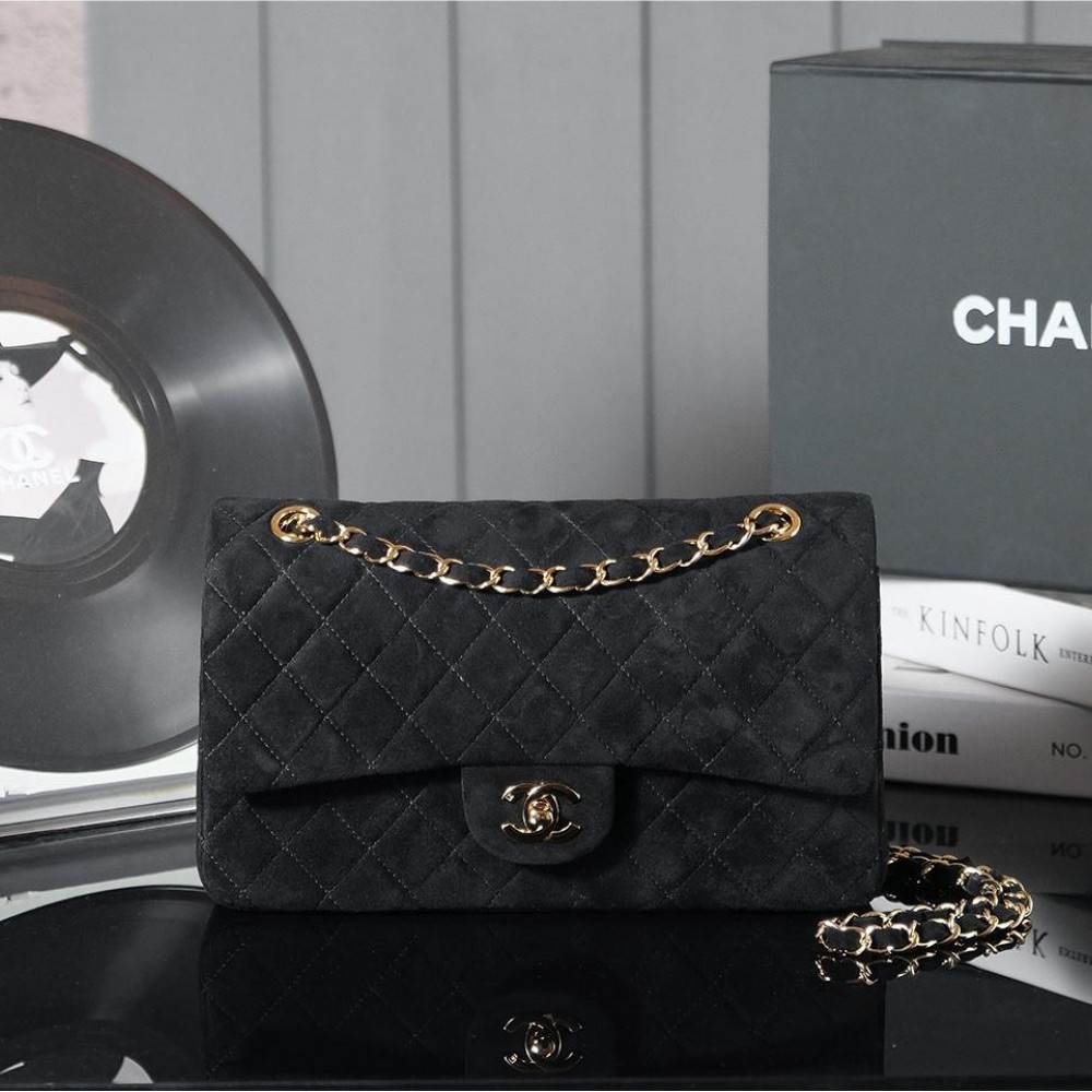 Chanel classic derivative pure black suede large handbag 2.55 Chain Bag Chanel classic derivative pure black suede large handbag 2.55 Chain Bag