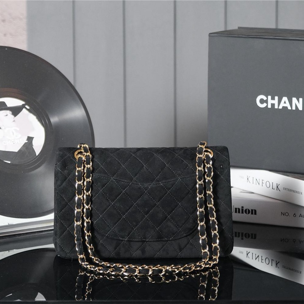 Chanel classic derivative pure black suede large handbag 2.55 Chain Bag Chanel classic derivative pure black suede large handbag 2.55 Chain Bag
