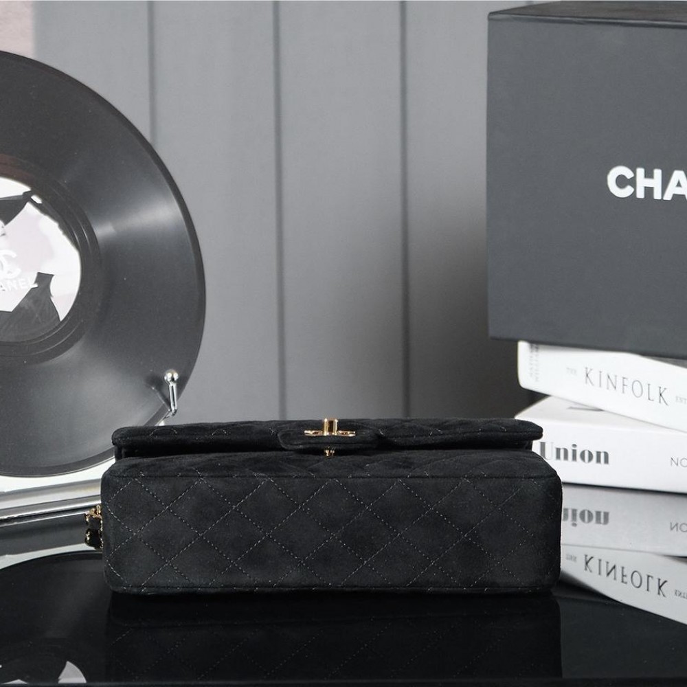 Chanel classic derivative pure black suede large handbag 2.55 Chain Bag Chanel classic derivative pure black suede large handbag 2.55 Chain Bag