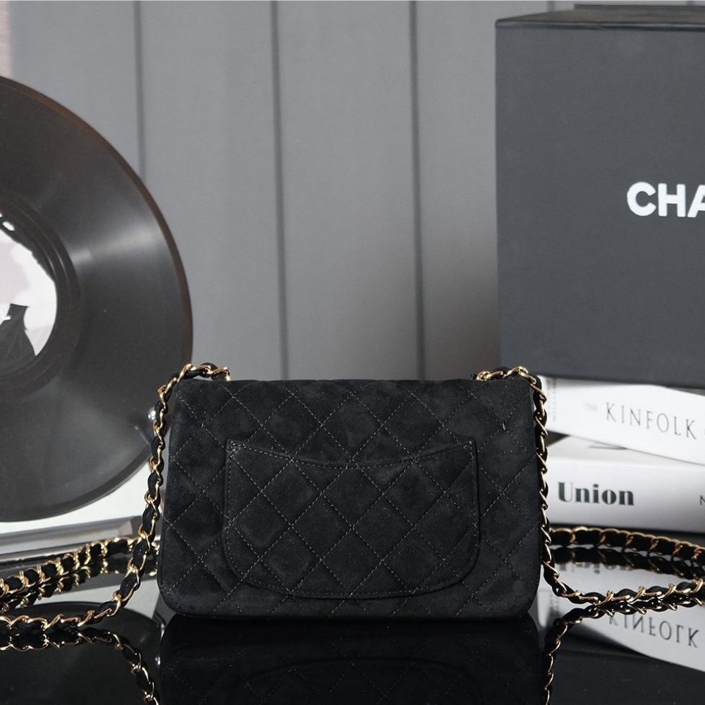 Chanel classic derivative pure black suede small handbag 2.55 Chain Bag Chanel classic derivative pure black suede small handbag 2.55 Chain Bag
