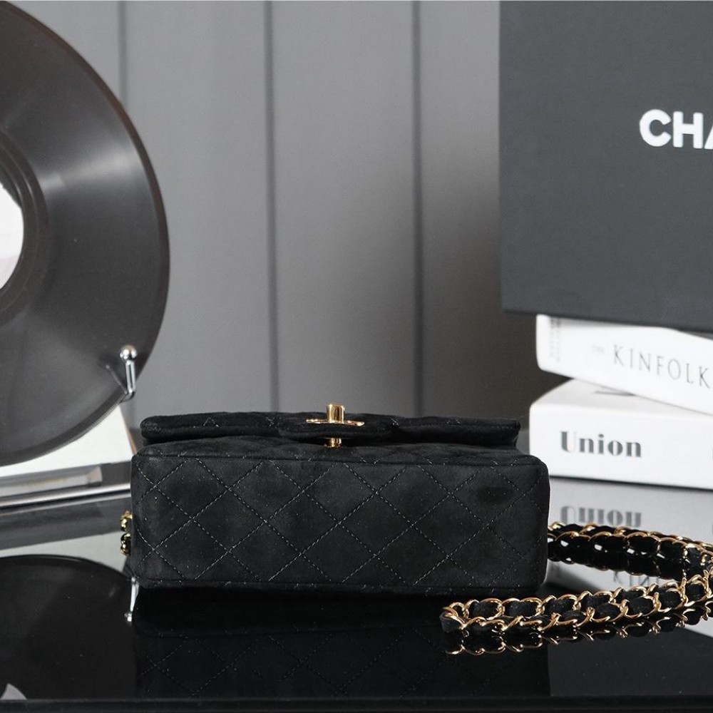 Chanel classic derivative pure black suede small handbag 2.55 Chain Bag Chanel classic derivative pure black suede small handbag 2.55 Chain Bag