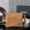 Chanel's iconic Classic Flap bag in brown suede and chain Chanel's iconic Classic Flap bag in brown suede and chain