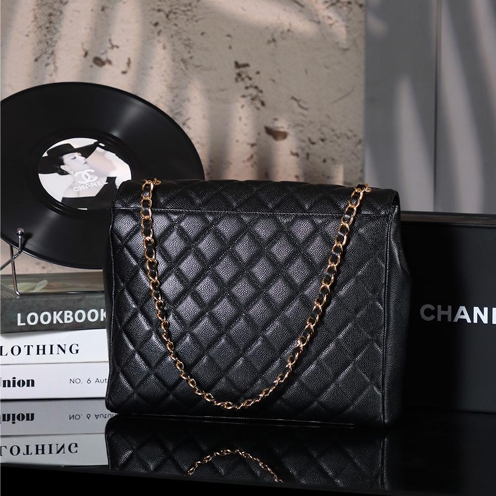 Chanel Classic Flap Black Diamond Check Leather Bag Chanel Classic Flap Black Diamond Check Leather Bag