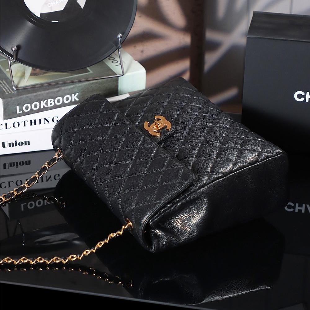 Chanel Classic Flap Black Diamond Check Leather Bag Chanel Classic Flap Black Diamond Check Leather Bag