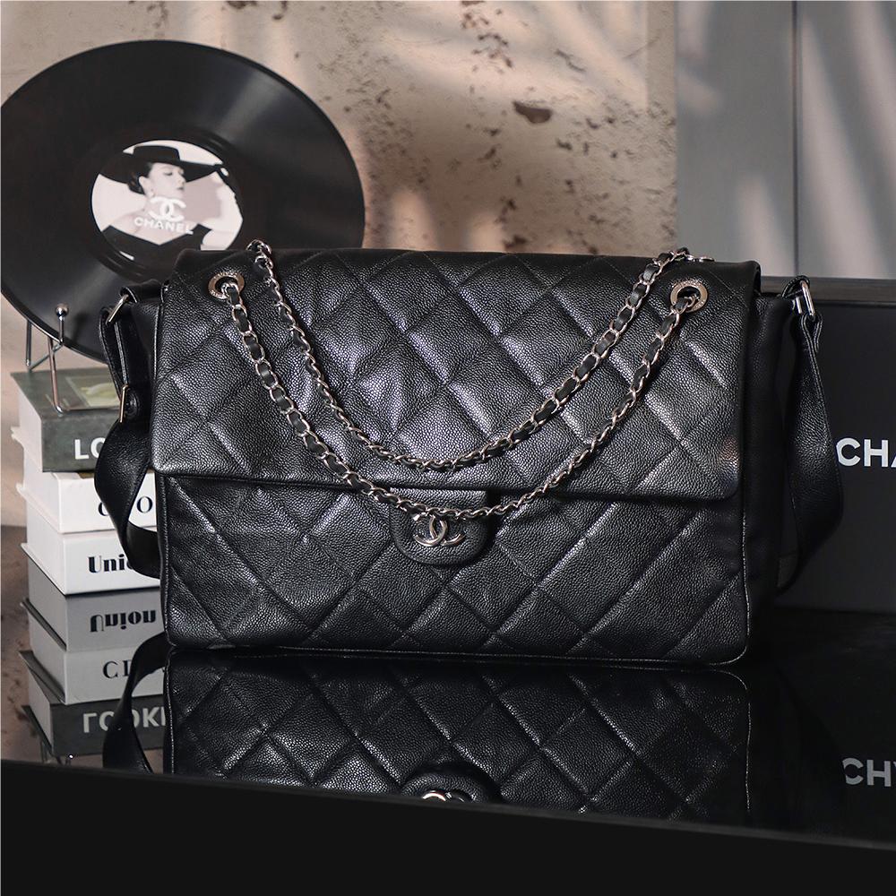 Chanel Classic Caviar Flap Black Diamond Check Leather Bag Chanel Classic Caviar Flap Black Diamond Check Leather Bag