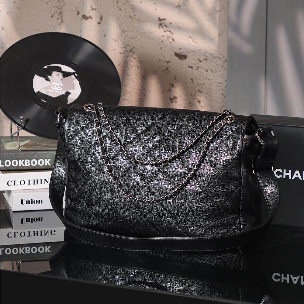 Chanel Classic Caviar Flap Black Diamond Check Leather Bag Chanel Classic Caviar Flap Black Diamond Check Leather Bag