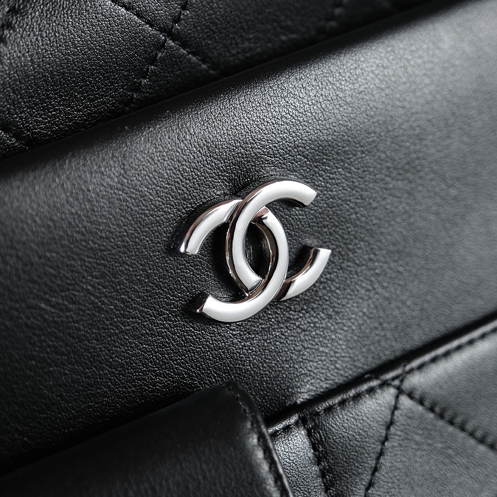 Chanel Classic Solid Metal Chain Strap Black Large Flap Bag Chanel Classic Solid Metal Chain Strap Black Large Flap Bag